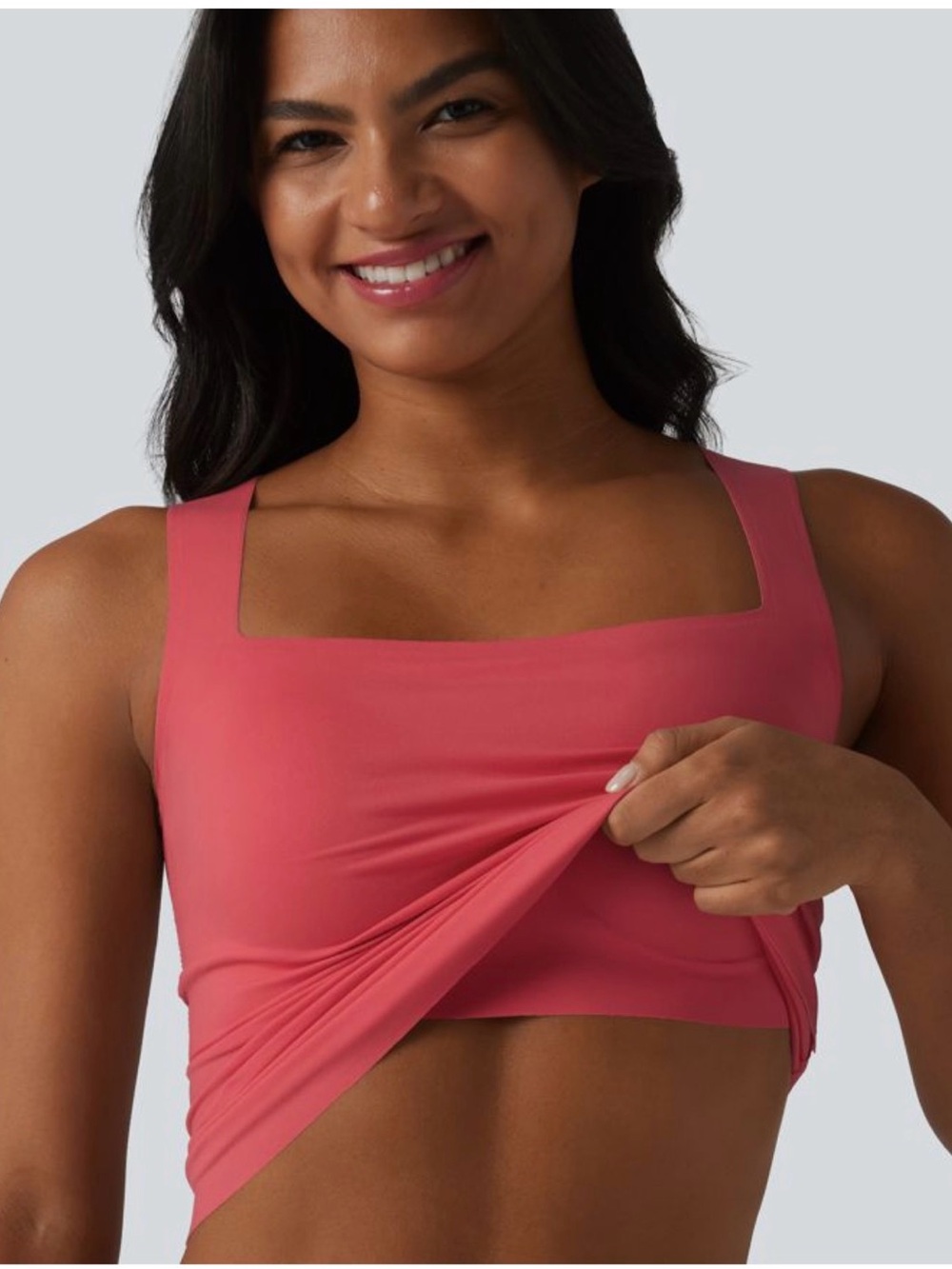 Halara Square Neck Built-in Bra Casual Tank Top B-E Cups